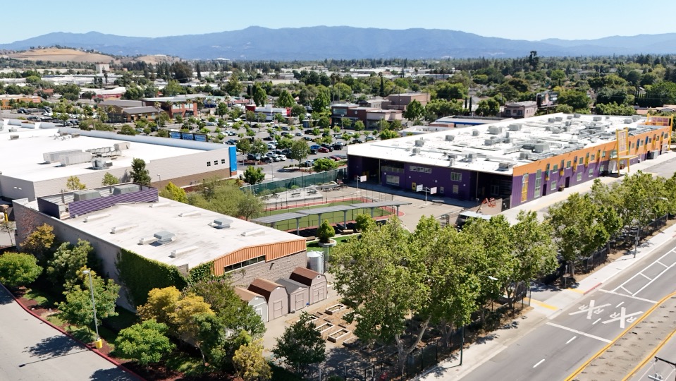 Aerial view of the 123 Christian Community Center campus in San Jose